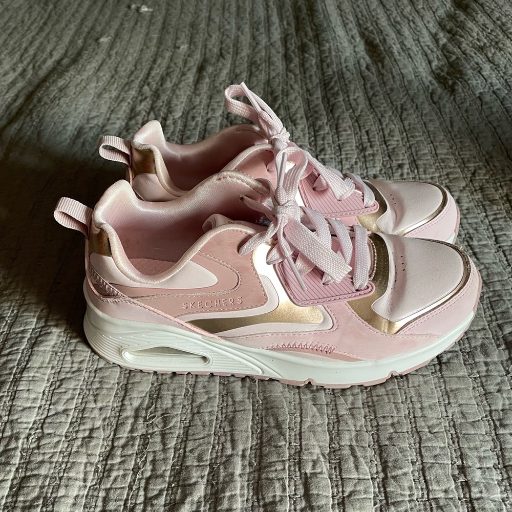 Skechers Pink and Gold Kids Sneakers